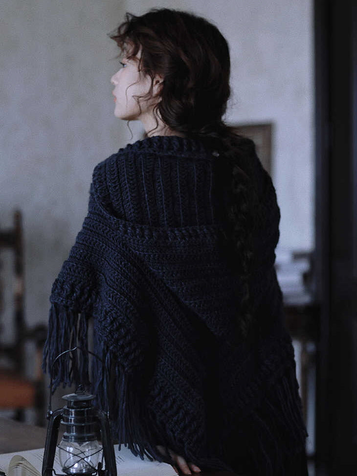 Enchanted Midnight Wool Shawl