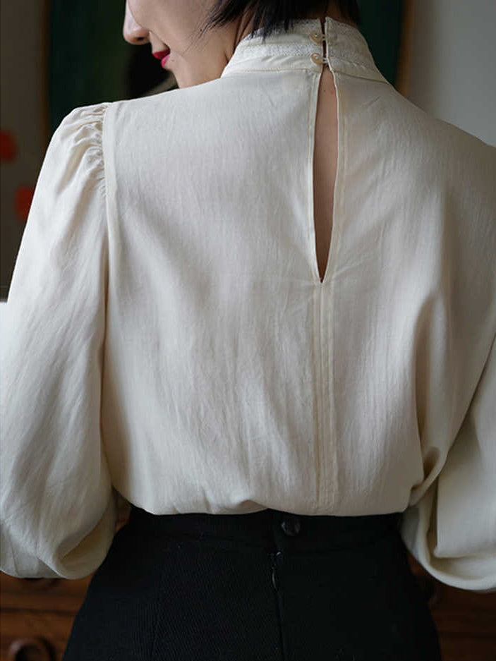 Victorian Elegance Lace Ivory Blouse