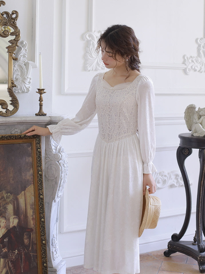 Ethereal Elegance White Vintage Dress White(Pre-Sale 15days) / M