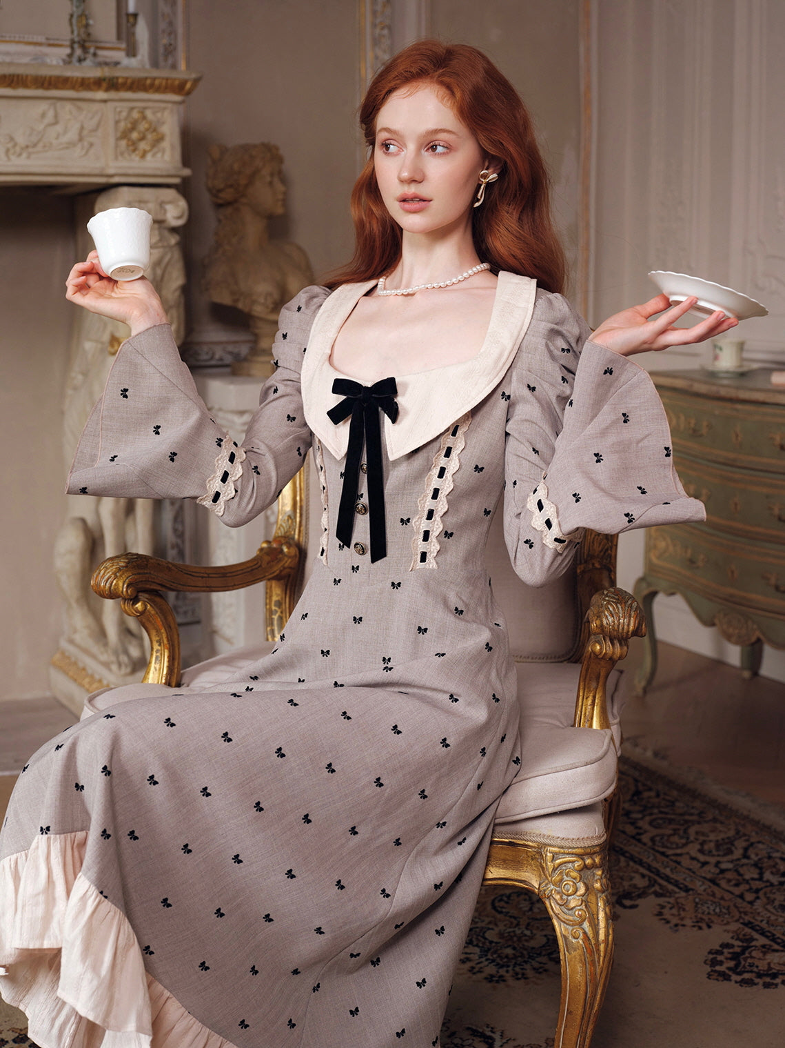 Romantic Bow Embroidered Dress