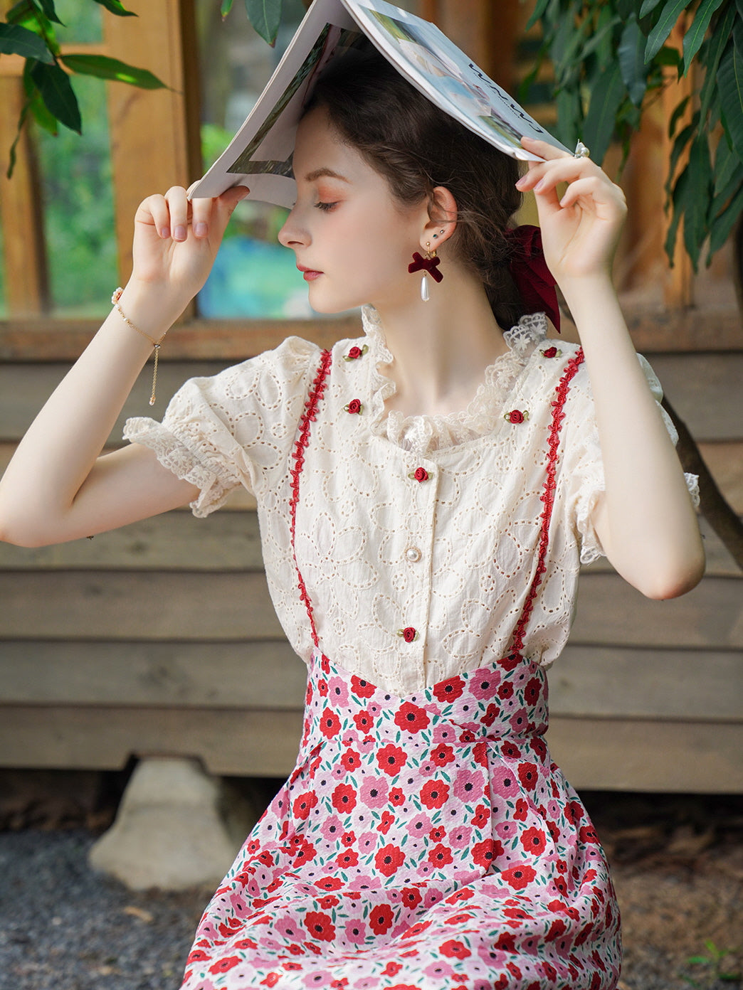 Rosy Garden Midi Skirt