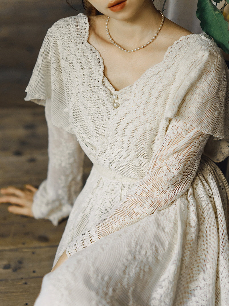 Cottagecore Lace Vintage Cotton Dress
