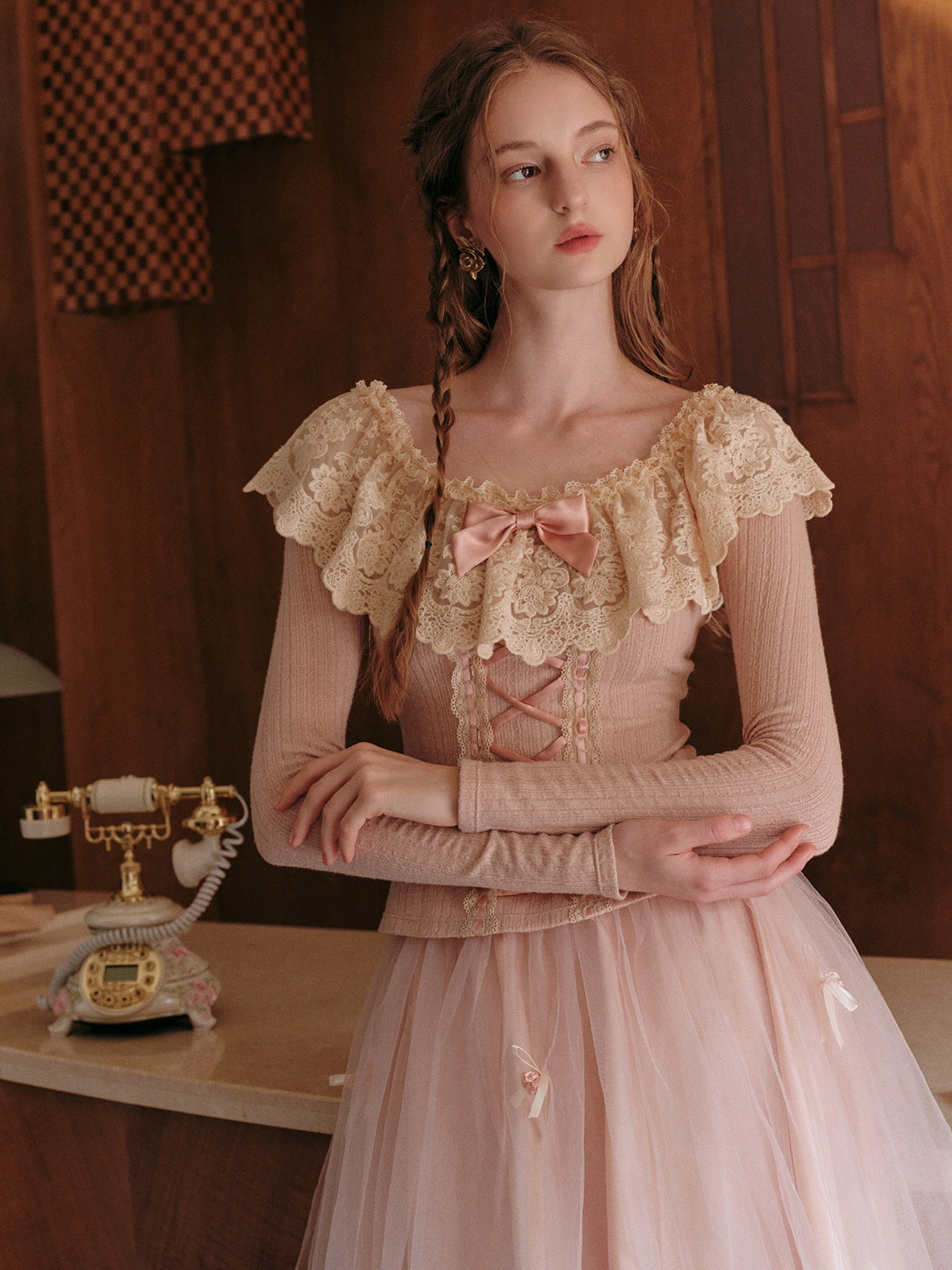 Vintage Lace Off-Shoulder Corset Top