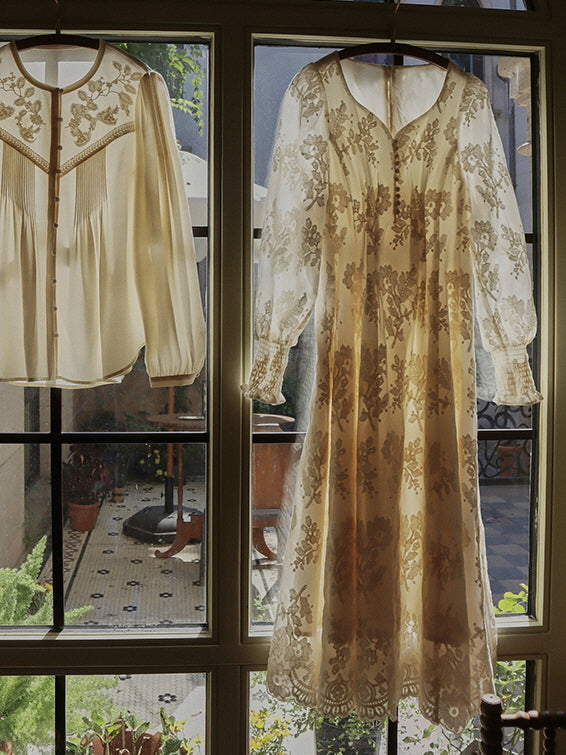 Whimsical Vintage Lace Cottagecore Dress