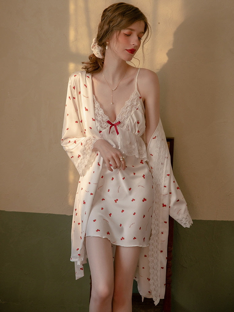 Romantic Cherry Blossom Nightgown Set