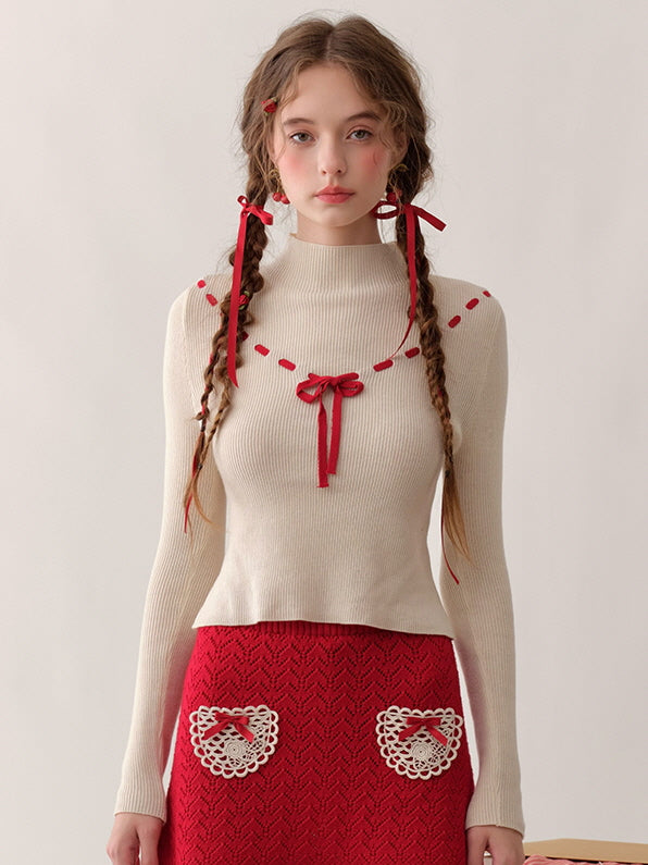 Coquette Bow Detail Knit Top