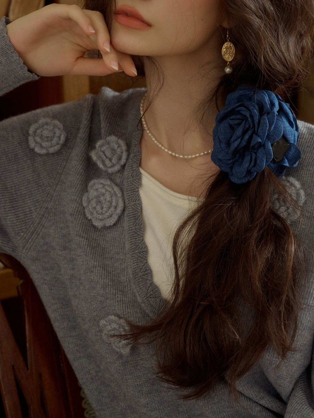 Floral Embellished Knit Cardigan