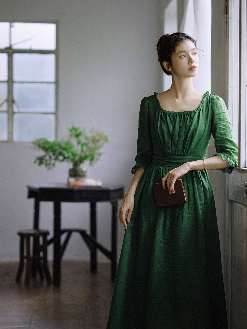 Olivia's Classic Elegance Green Dress