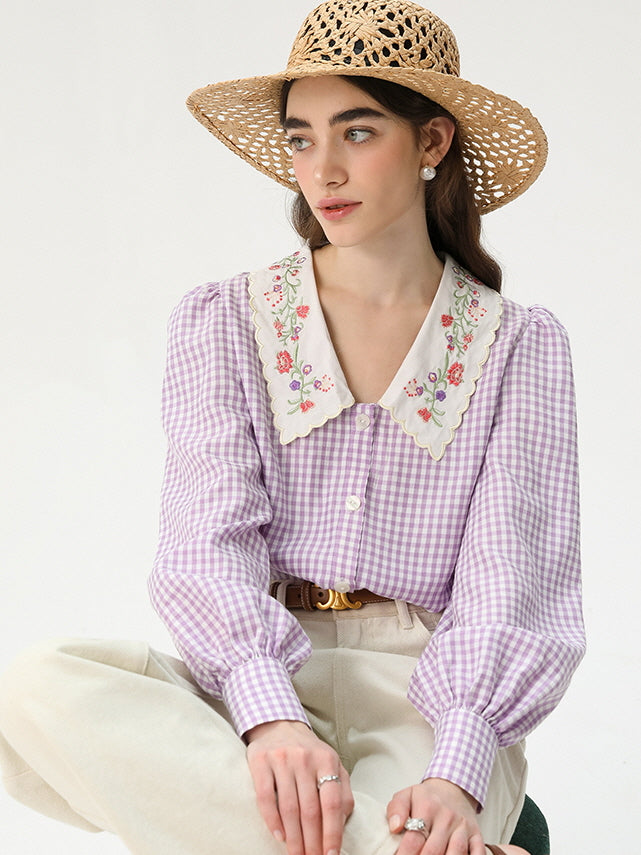 Purple Gingham Garden Blouse