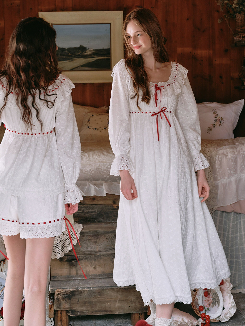 Enchanted Rose Embroidered Cotton Nightgown