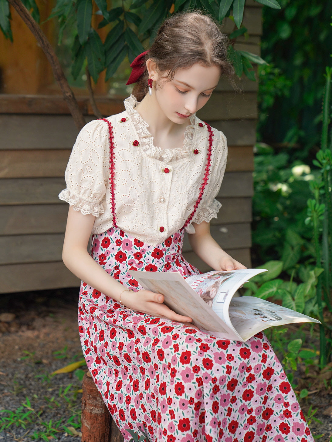 Rosy Garden Midi Skirt