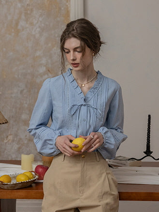 Serenity Sky Cotton Blouse