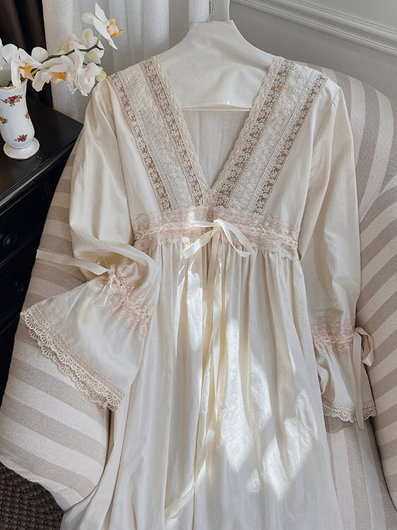 Retro Vintage Lace Dreams Nightgown Ivory / L Retro Vintage Lace Dreams Nightgown Ivory / L