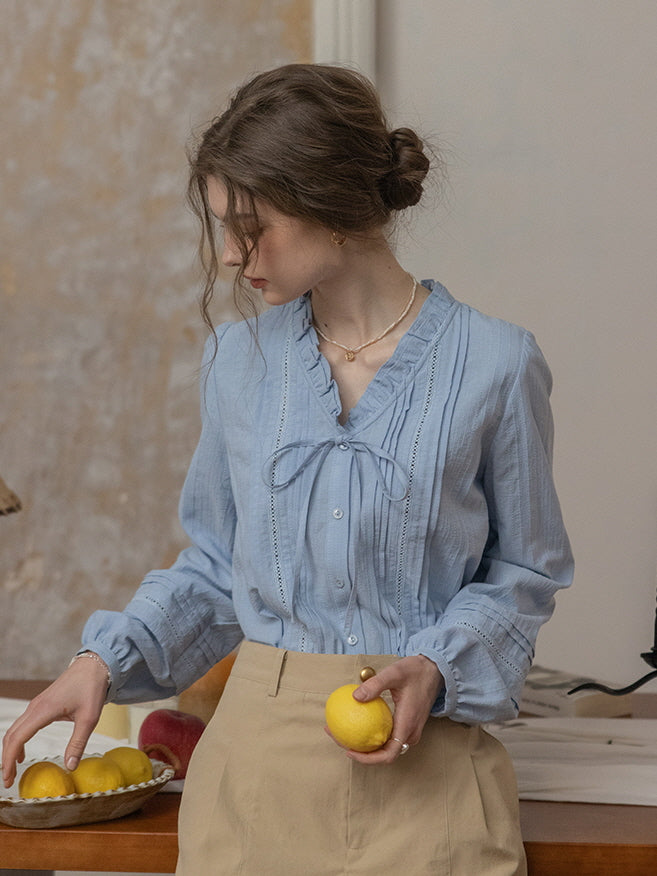 Serenity Sky Cotton Blouse