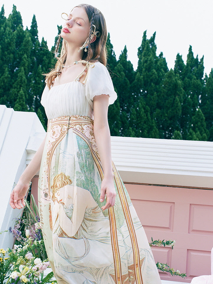 Dreamy Art Nouveau Midi Dress