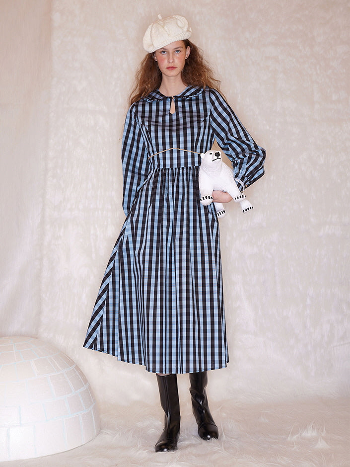 Plaid Vintage Sailor Collar Dress