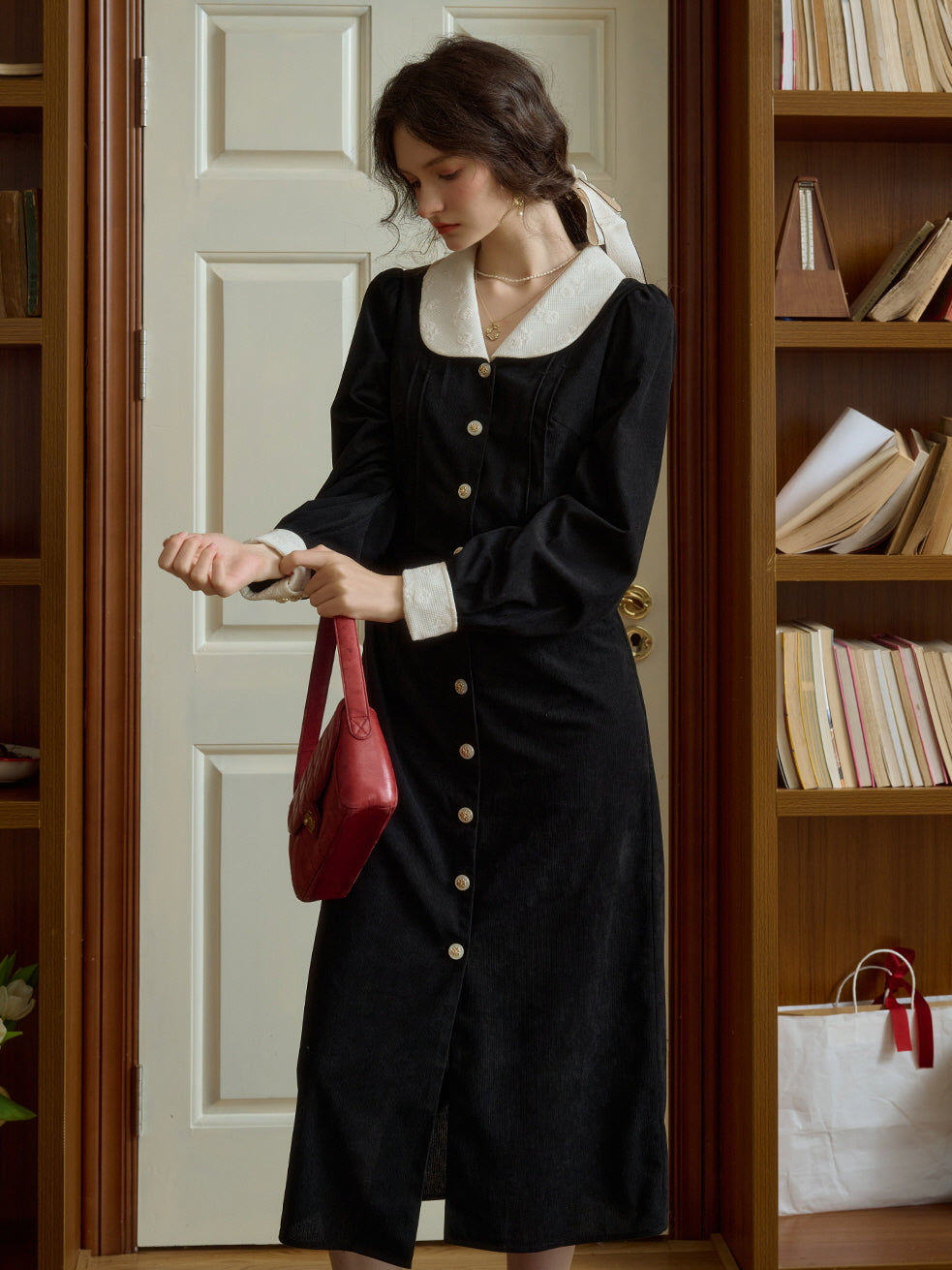 Vintage Corduroy Elegance Dress