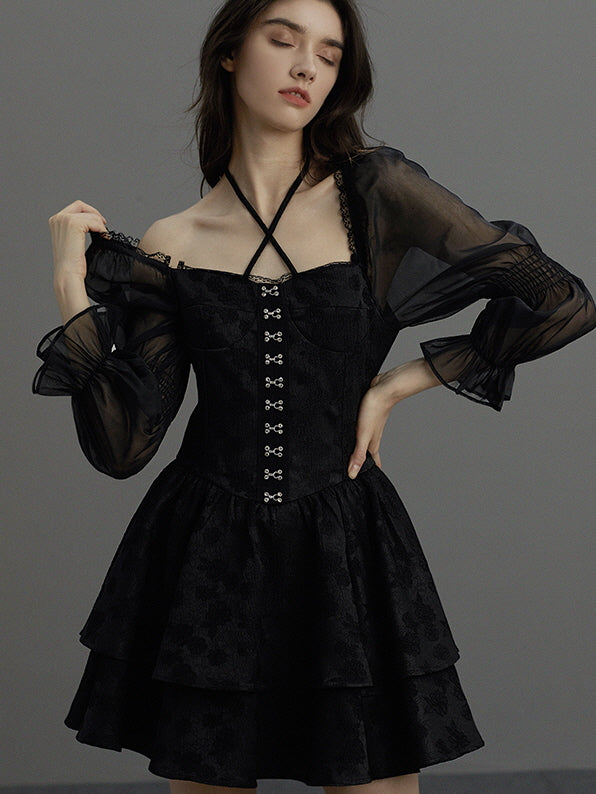 black layered mini dress Addison Layer Mini Dress in Black