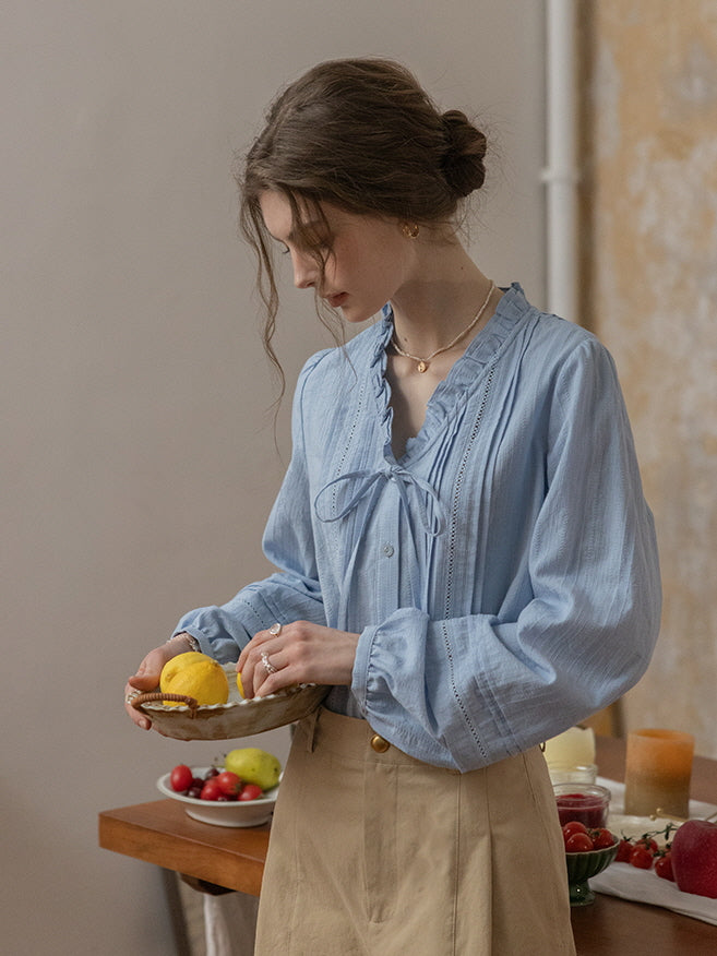 Serenity Sky Cotton Blouse