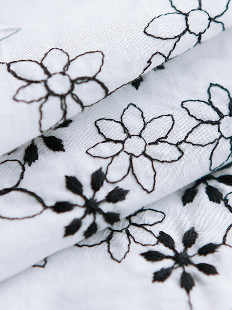 Ruffled Floral Embroidered Blouse