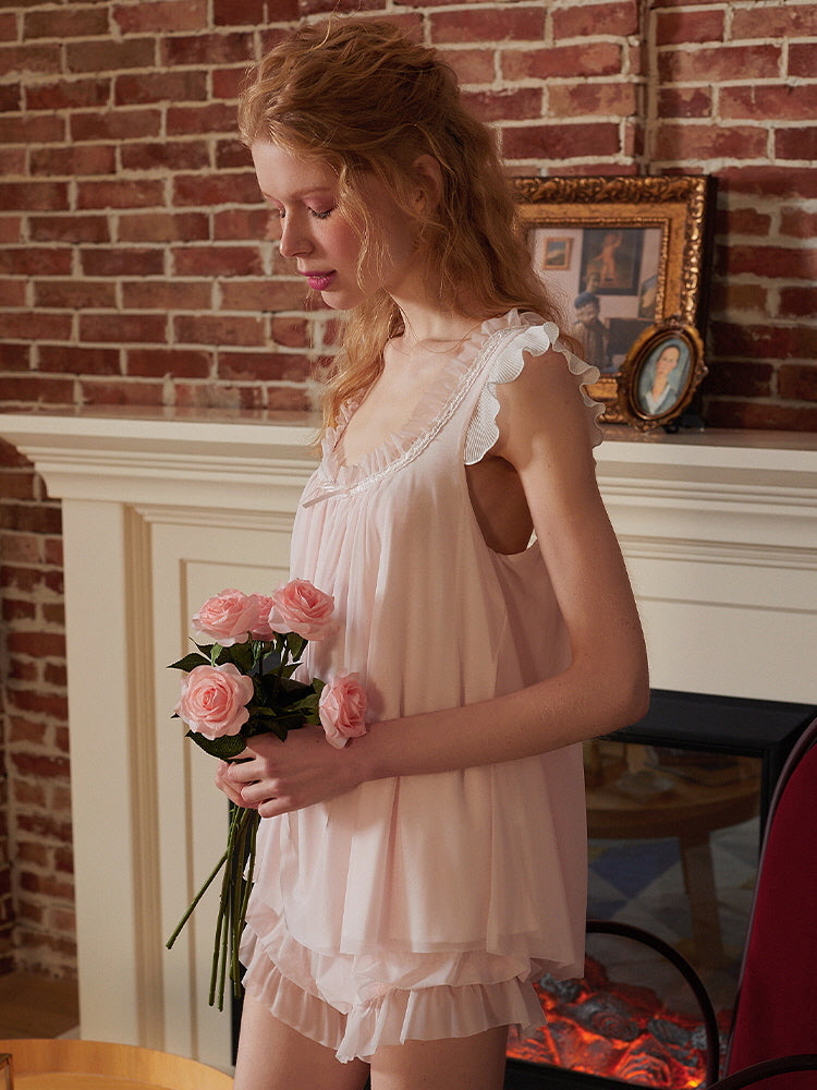Dreamy Ruffle Sleeveless Pajama Set