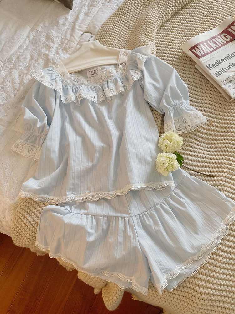 Romantic Summer Lace Trim Pajama Set