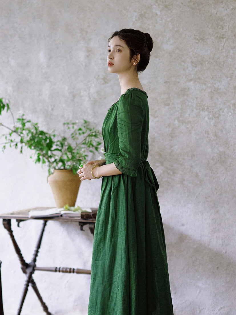 Olivia's Classic Elegance Green Dress