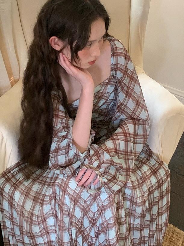 Autumn Plaid Retro Maxi Dress