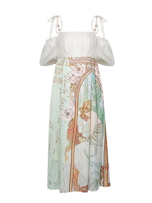 Dreamy Art Nouveau Midi Dress