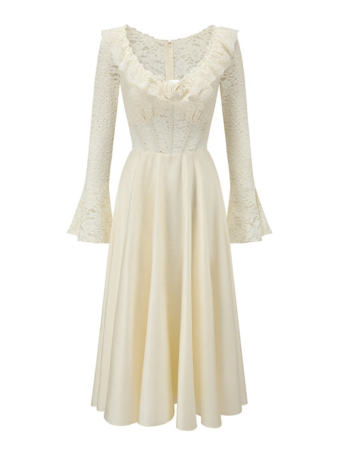 Vintage Lace Flared Sleeves Dress