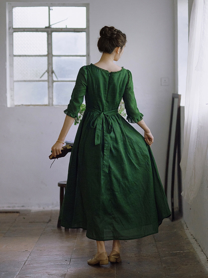 Olivia's Classic Elegance Green Dress