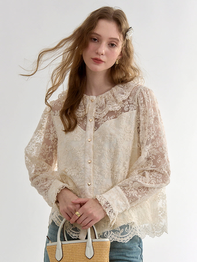 Vintage Lace Heart Blouse