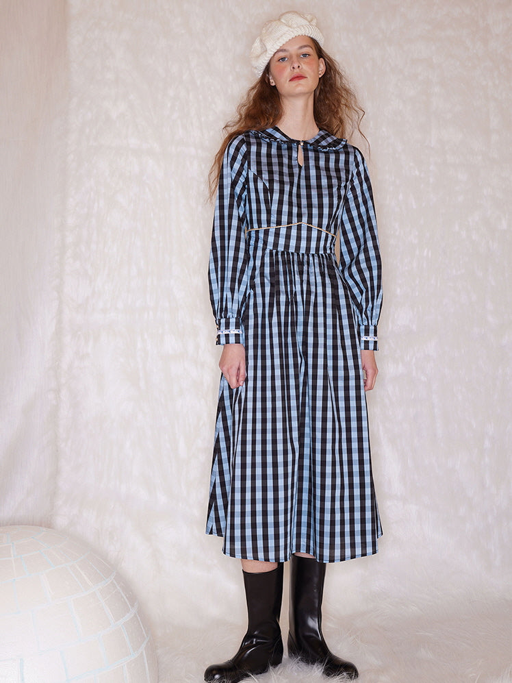 Plaid Vintage Sailor Collar Dress