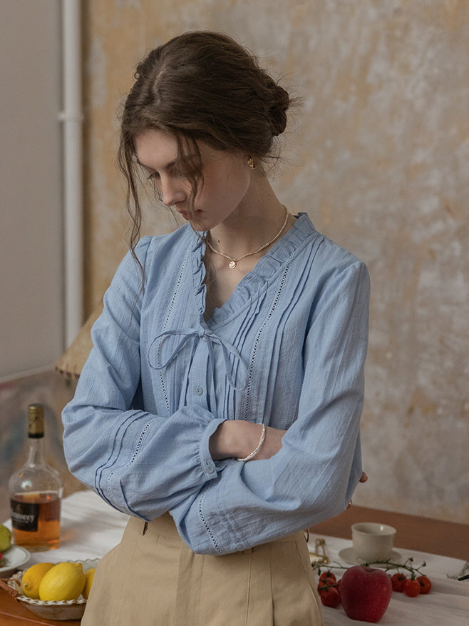 Serenity Sky Cotton Blouse