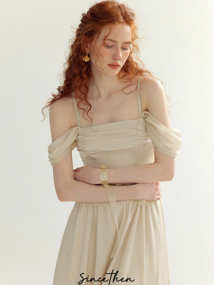 Ethereal Off-Shoulder White Princess Maxi Dress