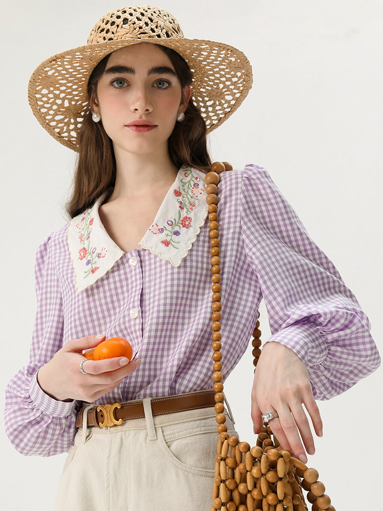 Purple Gingham Garden Blouse