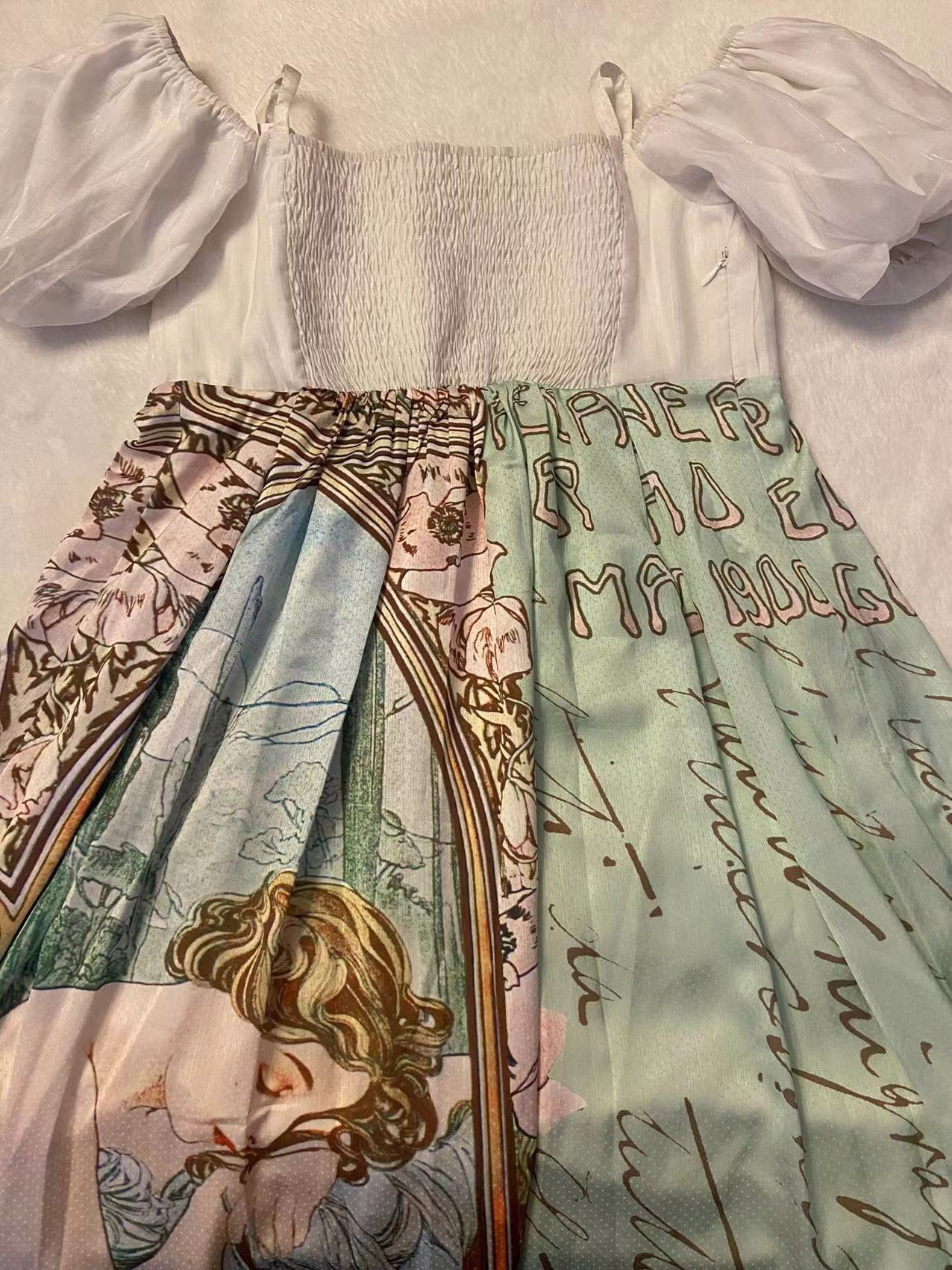Dreamy Art Nouveau Midi Dress
