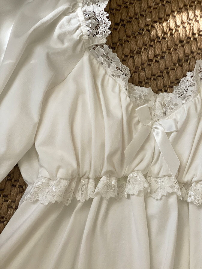 Vintage Lace-Trimmed Cotton Nightgown
