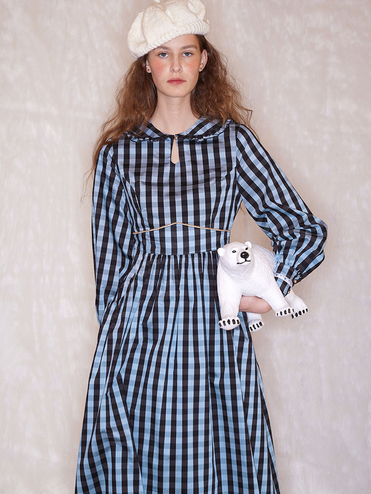 Plaid Vintage Sailor Collar Dress