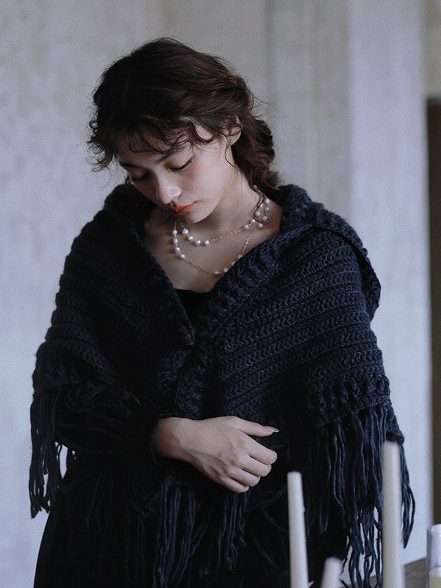 Enchanted Midnight Wool Shawl