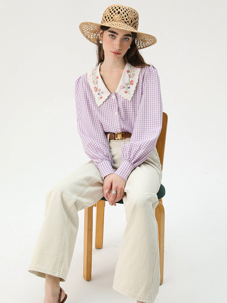 Purple Gingham Garden Blouse