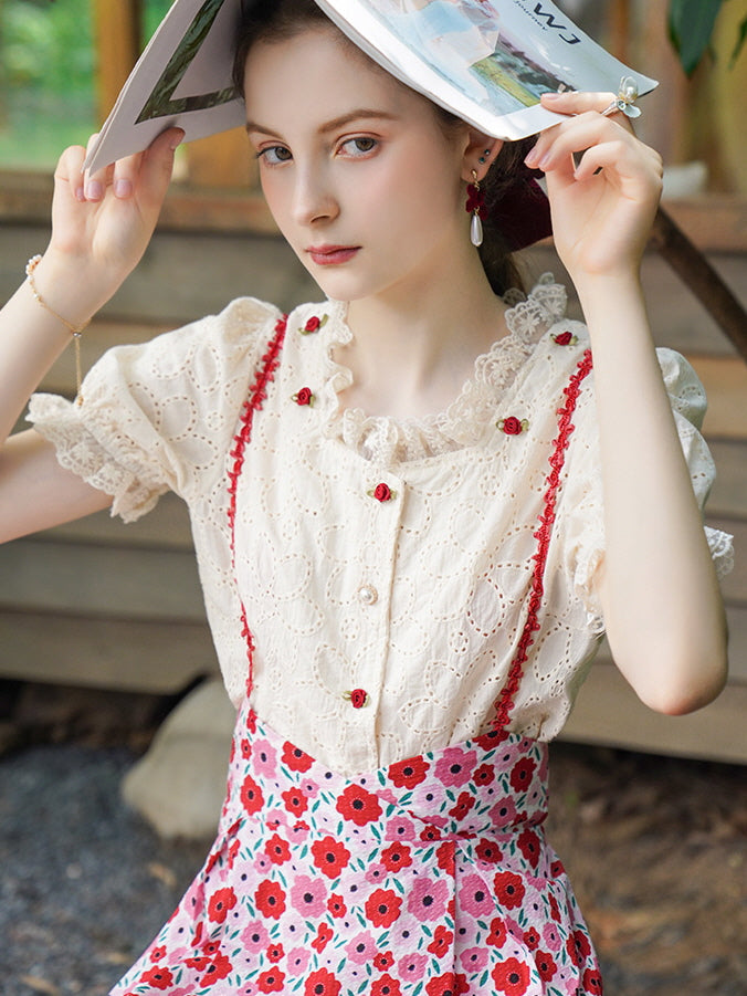 Rosy Garden Midi Skirt