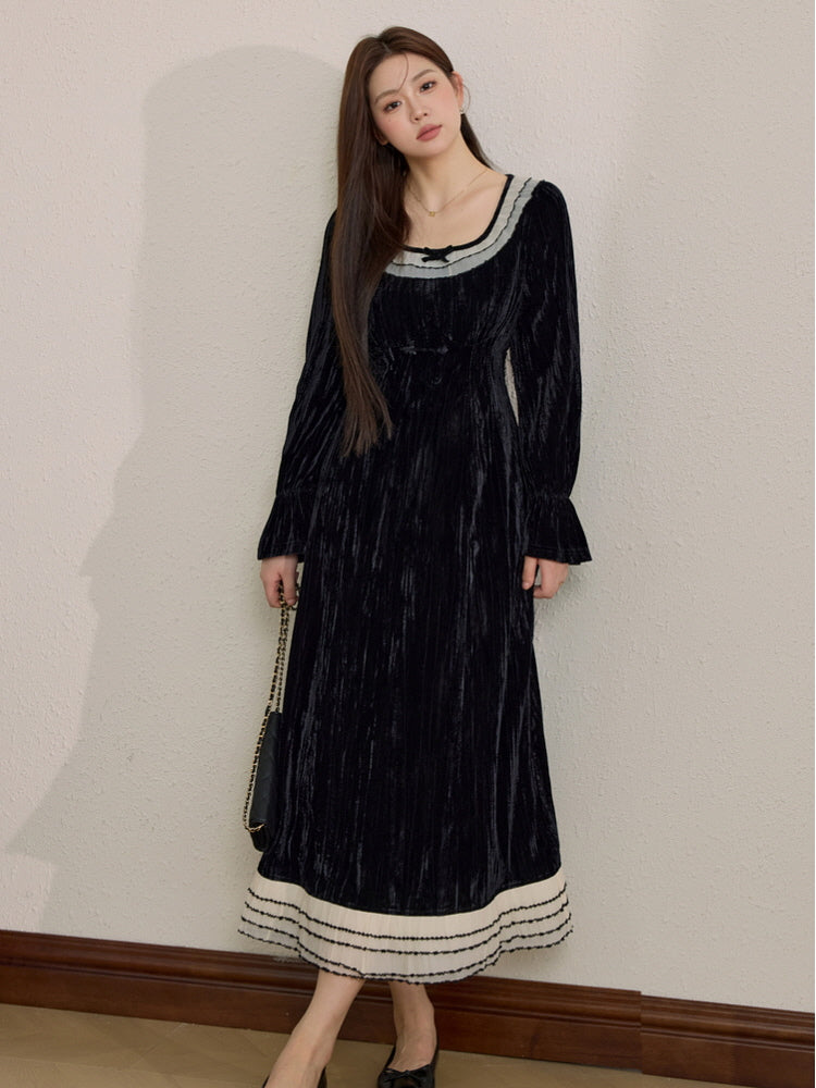 Midnight Velvet Bow Collar Dress Midnight Velvet Bow Collar Dress