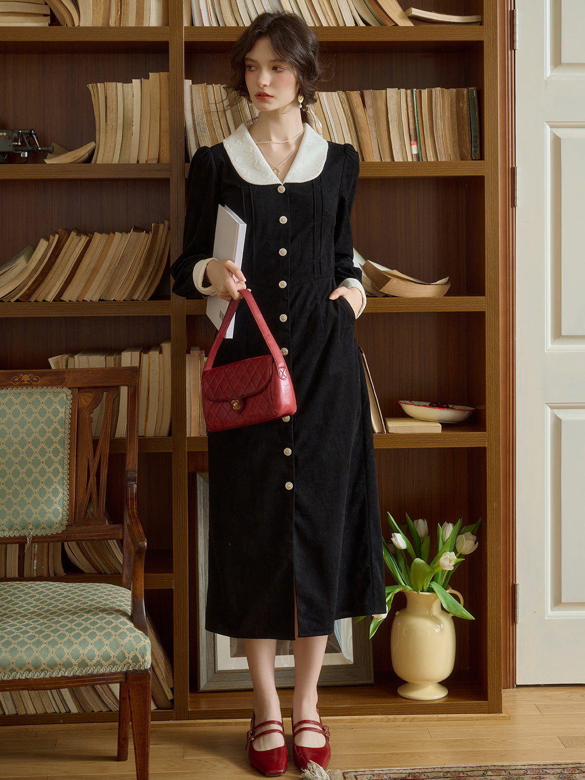 Vintage Corduroy Elegance Dress