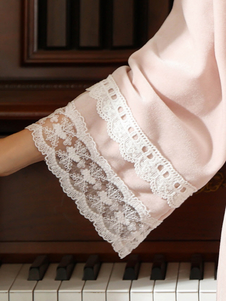Elegant Lace Trimmed Wrap Robe