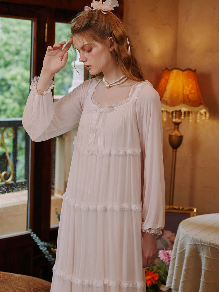 Dreamy Lace-Trimmed Fairycore Nightgown