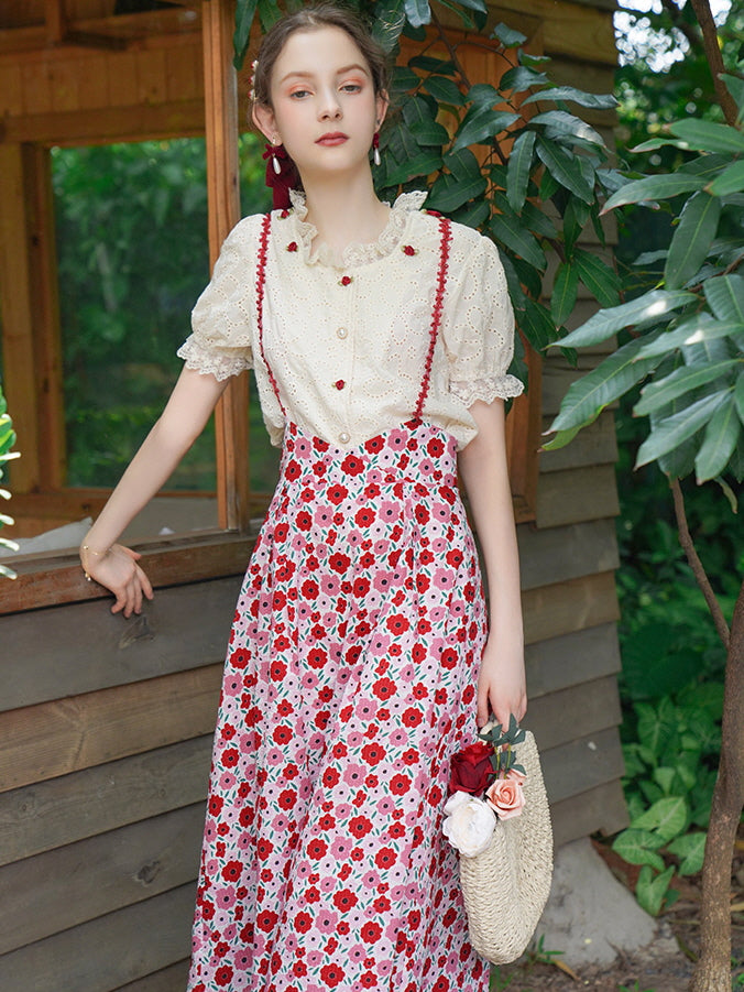 Rosy Garden Midi Skirt