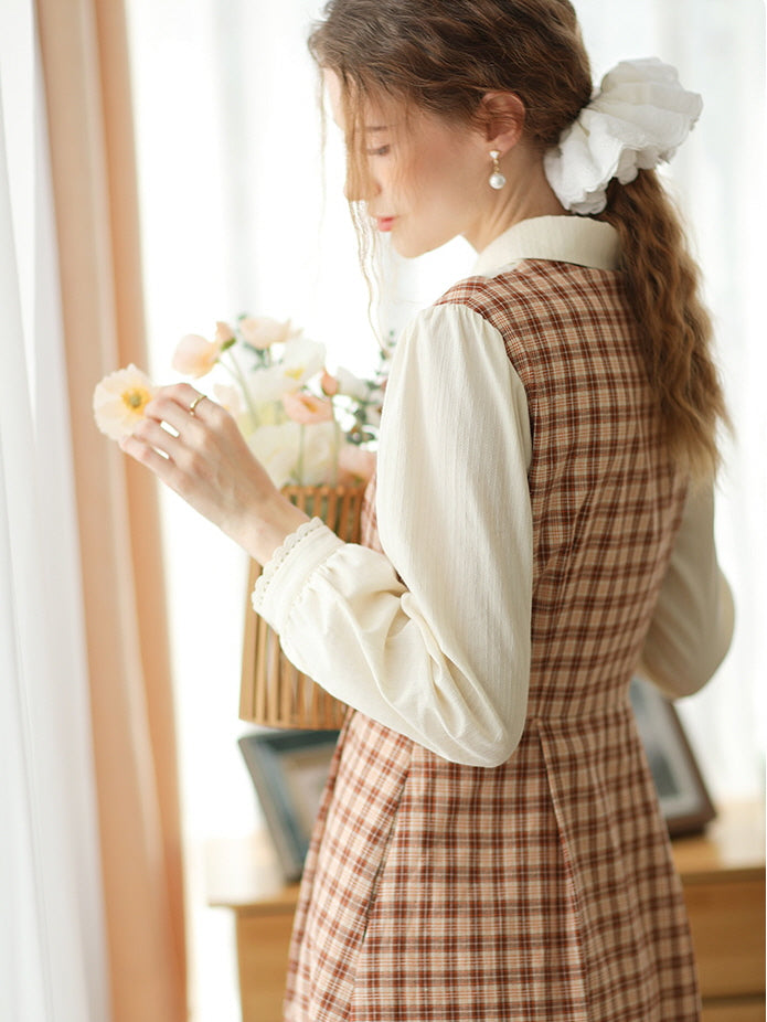 Vintage-Inspired Plaid Pinafore Dress