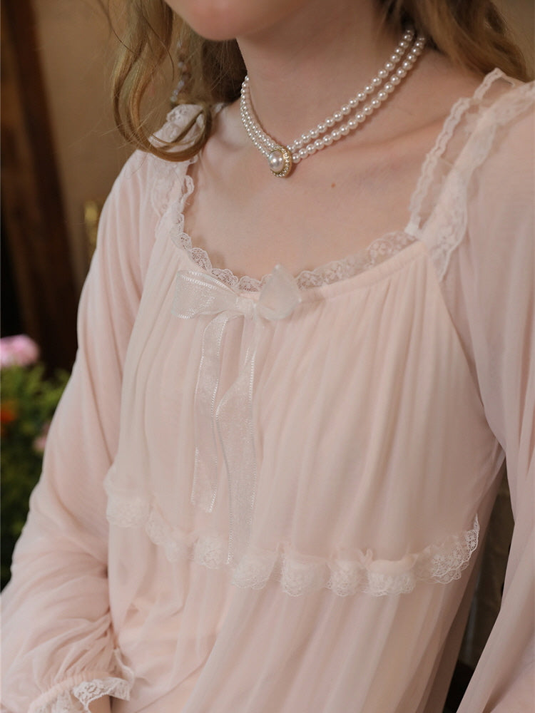 Dreamy Lace-Trimmed Fairycore Nightgown