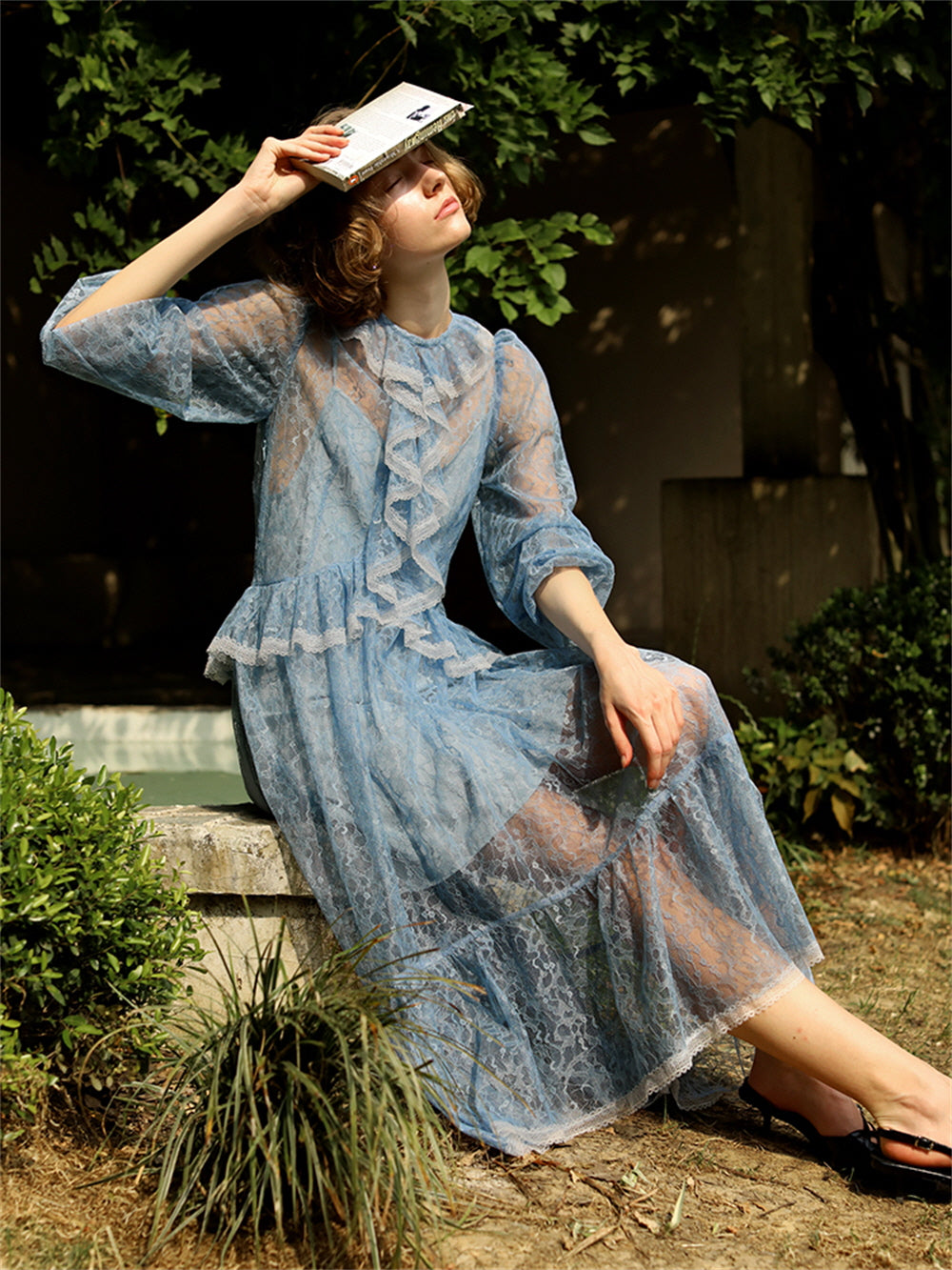 sachin and babi light blue dress Visualize Long Sleeve Mini Dress | Light Blue | Womens main image 0